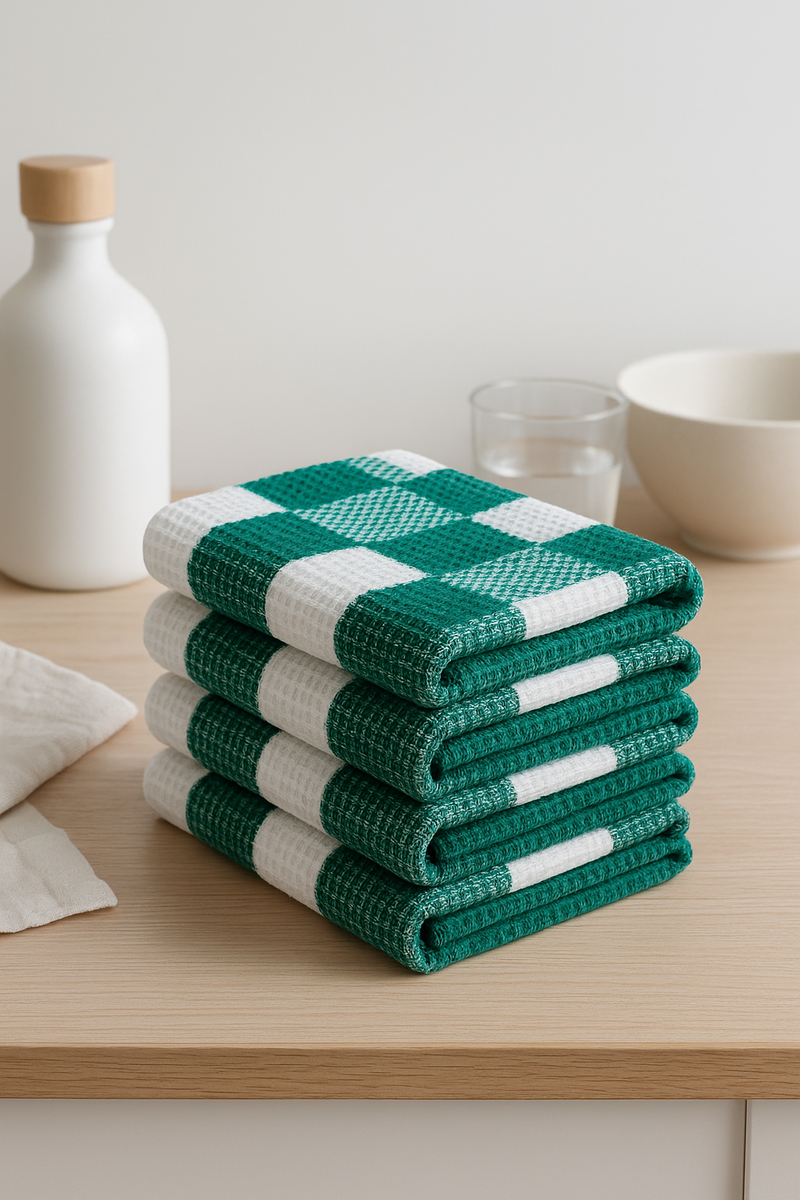 Torchon de cuisine gaufré à carreaux absorbant doux