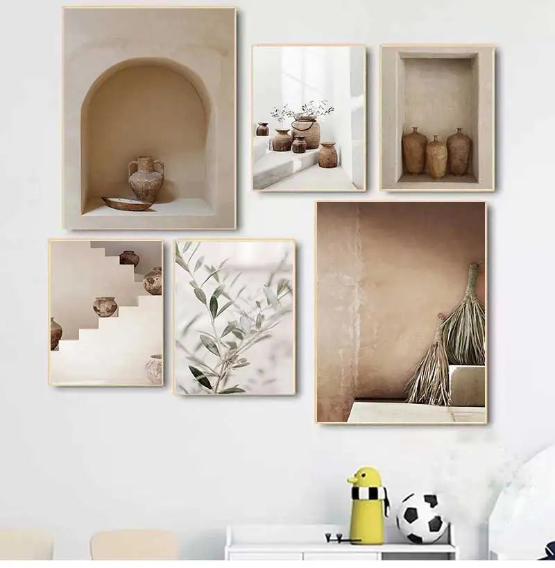 vase bohème art mural toile esthétique pour décoration intérieure moderne