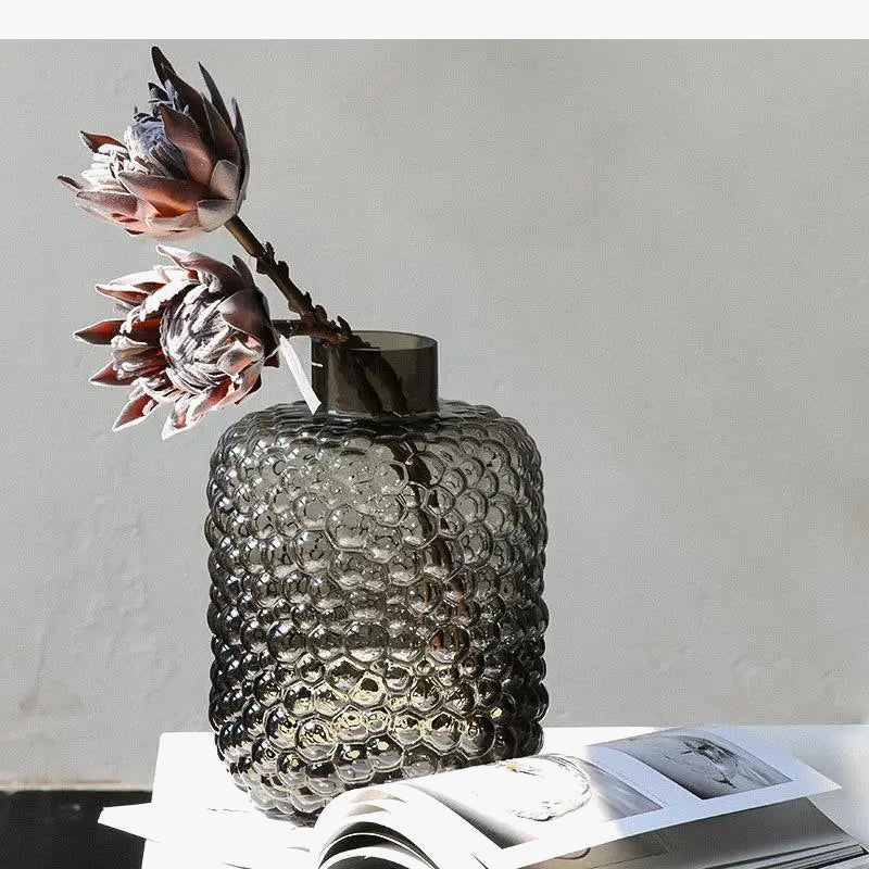 vase en verre décoratif à bulles pour arrangements floraux modernes