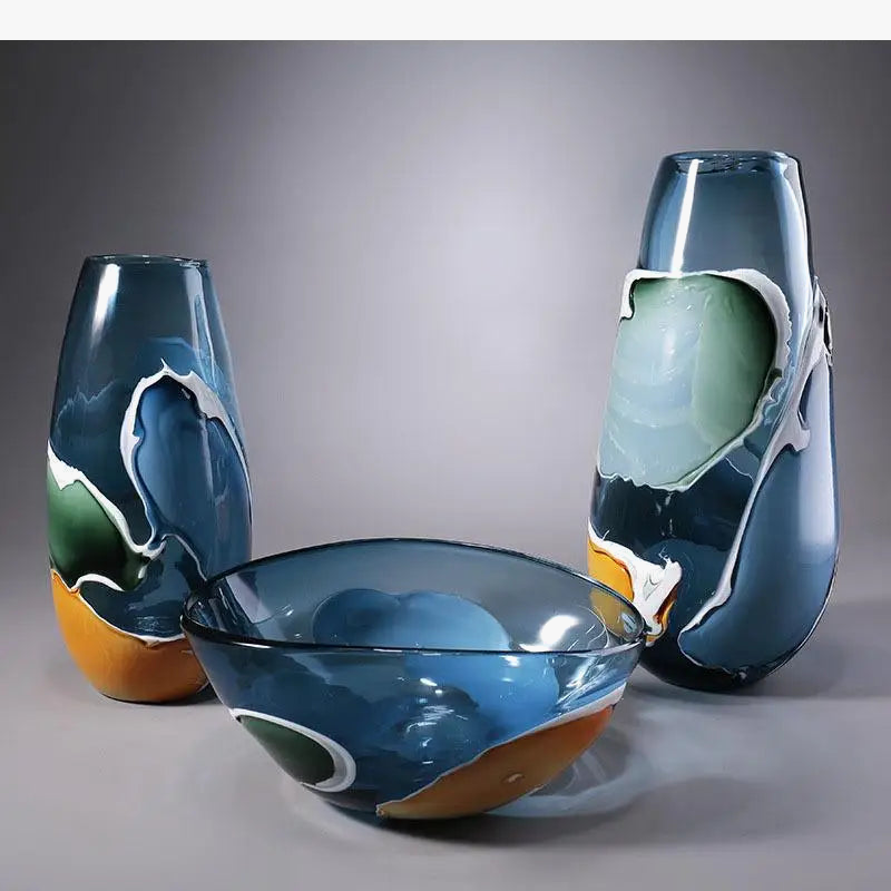 vase en verre ondulé pour décoration florale moderne