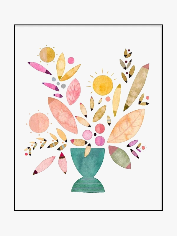 vase à fleurs aquarelle art mural nordique décoratif pour intérieur