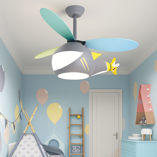 ventilateur créatif hélicoptère pour chambre d'enfant décorative - vue 2 sur 9