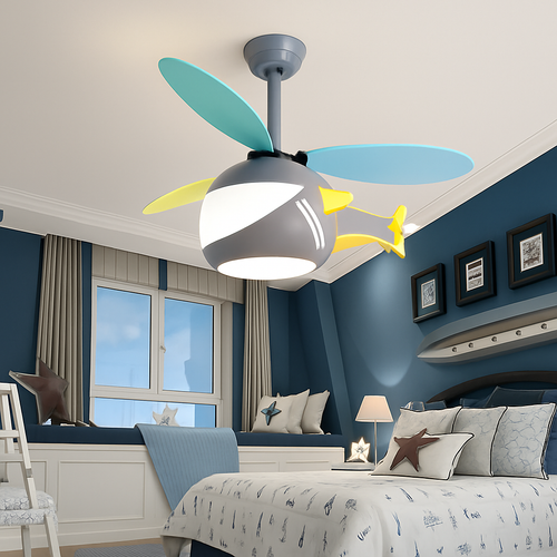 ventilateur créatif hélicoptère pour chambre d'enfant décorative - vue 3 sur 9