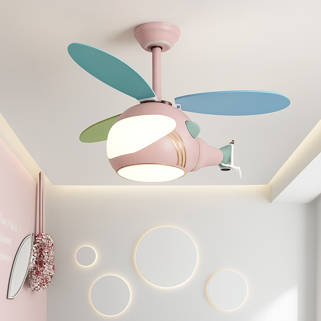 ventilateur créatif hélicoptère pour chambre d'enfant décorative - vue 3 sur 9