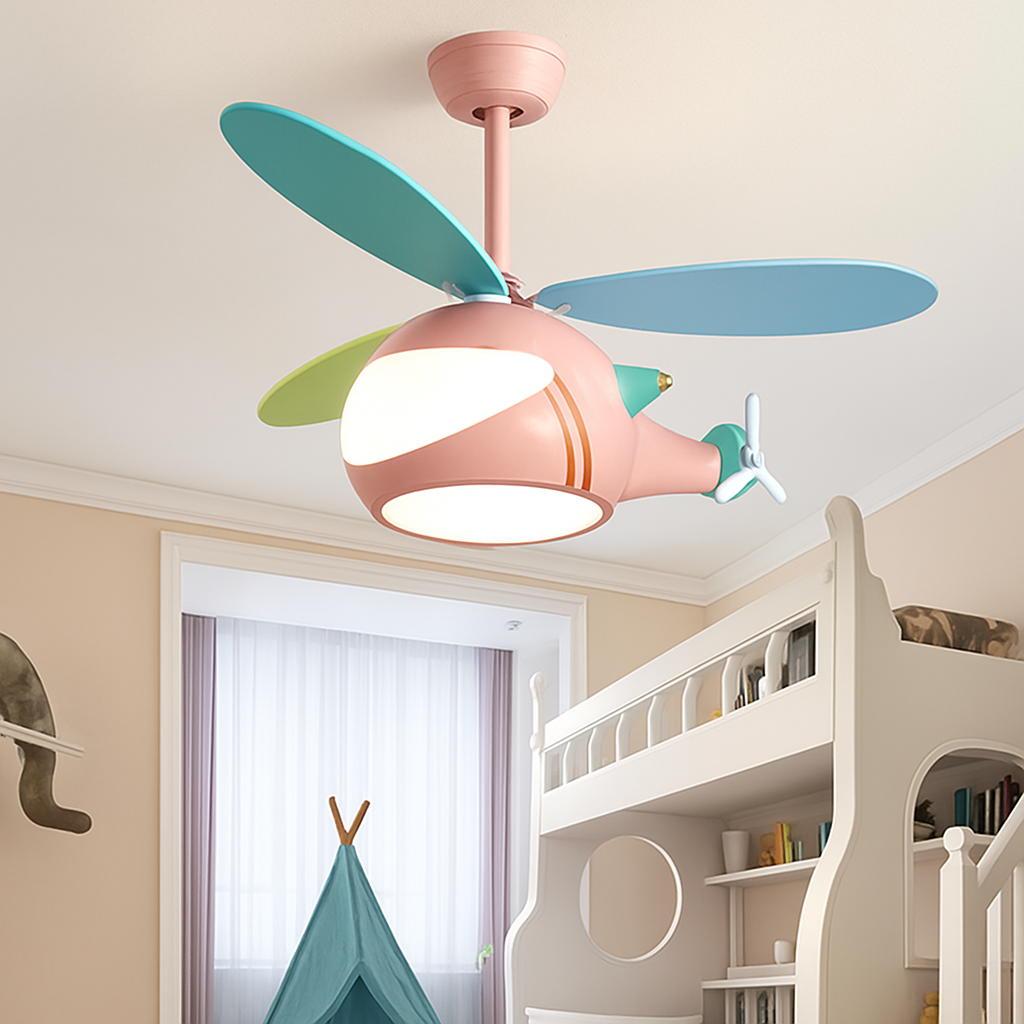 ventilateur créatif hélicoptère pour chambre d'enfant décorative - vue 4 sur 9