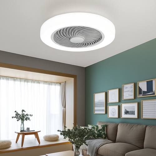 ventilateur de plafond avec télécommande dimmable et lumière LED minimaliste - vue 3 sur 11