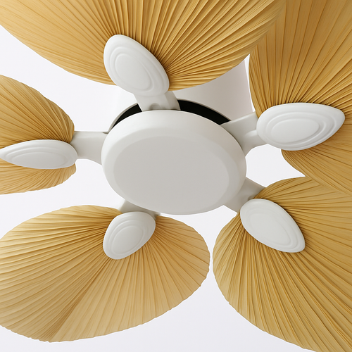 ventilateur de plafond avec télécommande en feuilles de palmier naturel - vue 7 sur 7