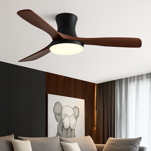 ventilateur de plafond bas avec lumière led et contrôle électrique - vue 2 sur 12
