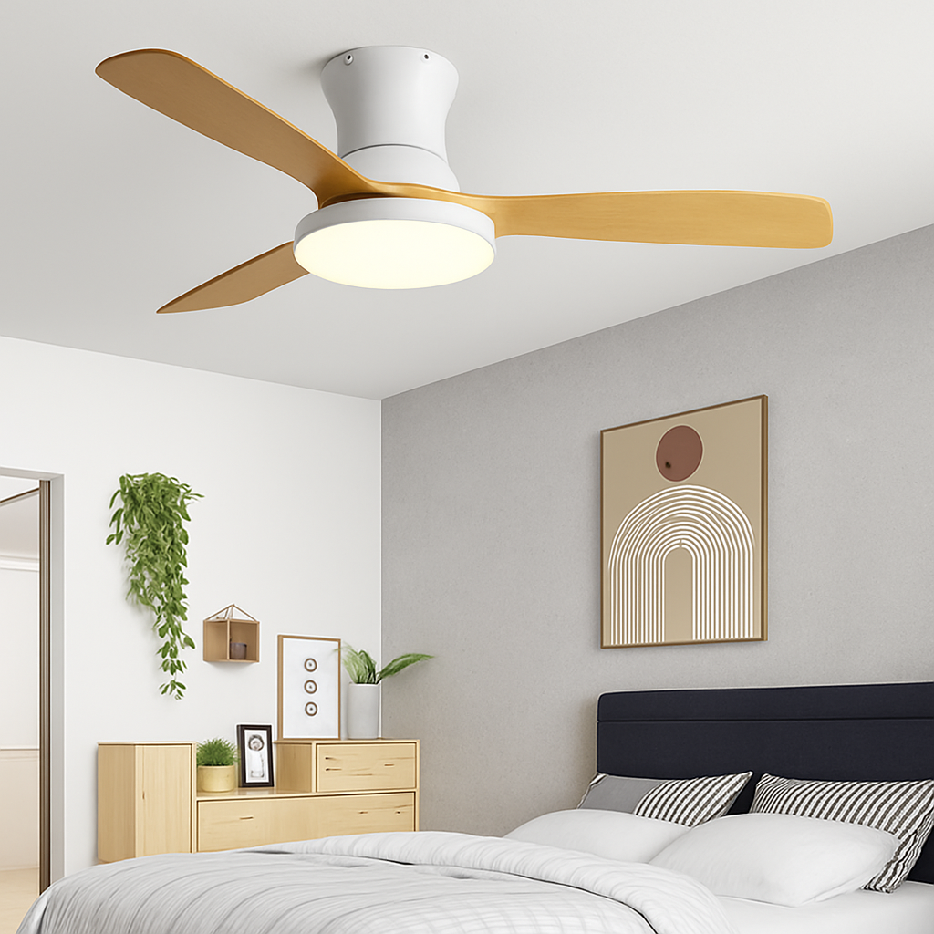 ventilateur de plafond bas avec lumière led et contrôle électrique - vue 3 sur 12
