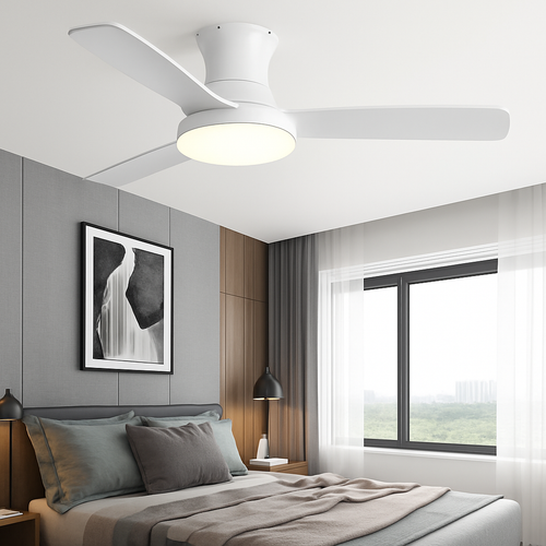 ventilateur de plafond bas avec lumière led et contrôle électrique - vue 4 sur 12