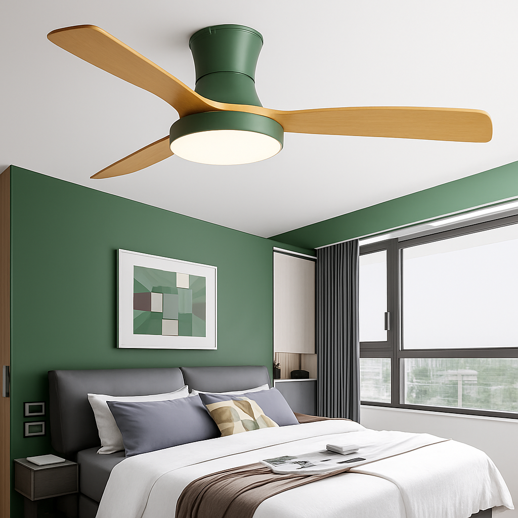 ventilateur de plafond bas avec lumière led et contrôle électrique - vue 5 sur 12