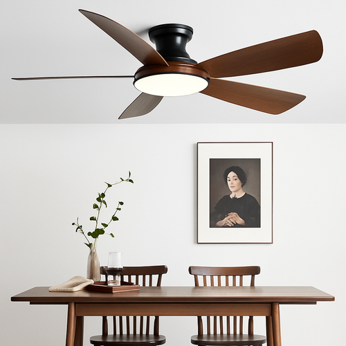 ventilateur de plafond bas moderne avec lumière led et télécommande dc - vue 2 sur 12