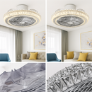 ventilateur de plafond cristal moderne avec lumière télécommande silencieuse 3 vitesses