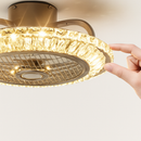 ventilateur de plafond en cristal moderne avec lumière et télécommande