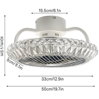 ventilateur de plafond en cristal moderne avec lumière et télécommande