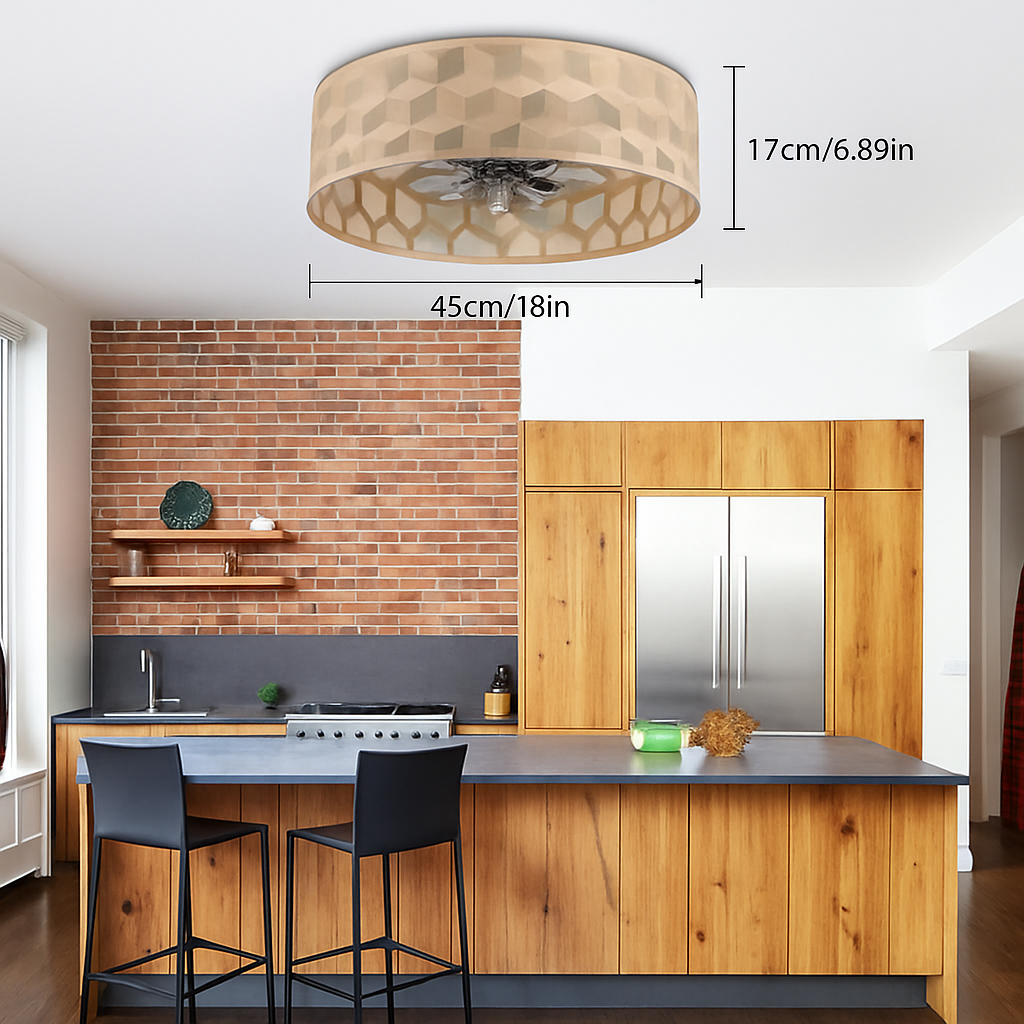 ventilateur de plafond encastré avec éclairage et télécommande - vue 4 sur 7
