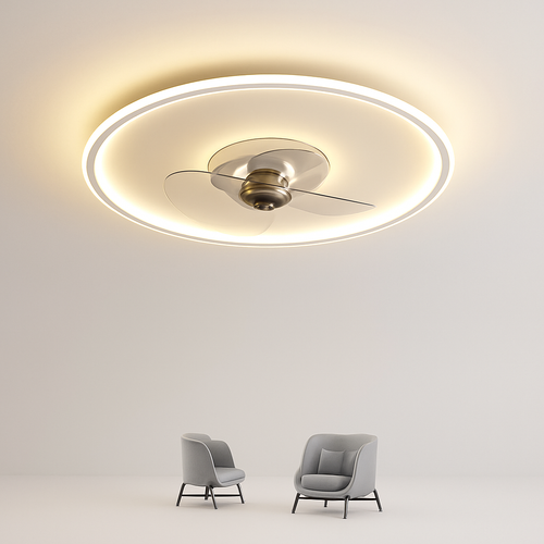 ventilateur de plafond intelligent avec télécommande et éclairage LED - vue 2 sur 11