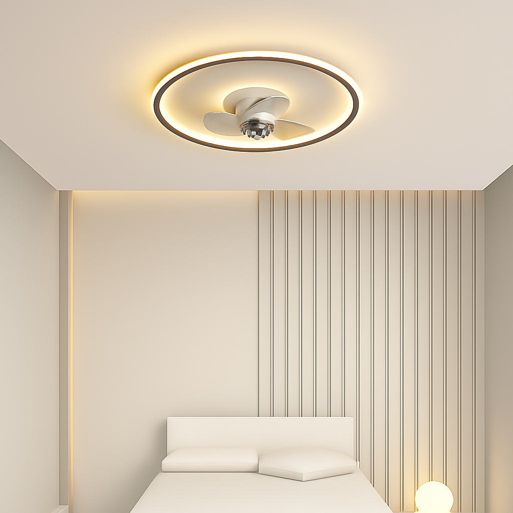 ventilateur de plafond intelligent avec télécommande et éclairage LED - vue 3 sur 11