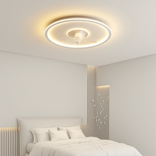 ventilateur de plafond intelligent avec télécommande et éclairage LED - vue 5 sur 11