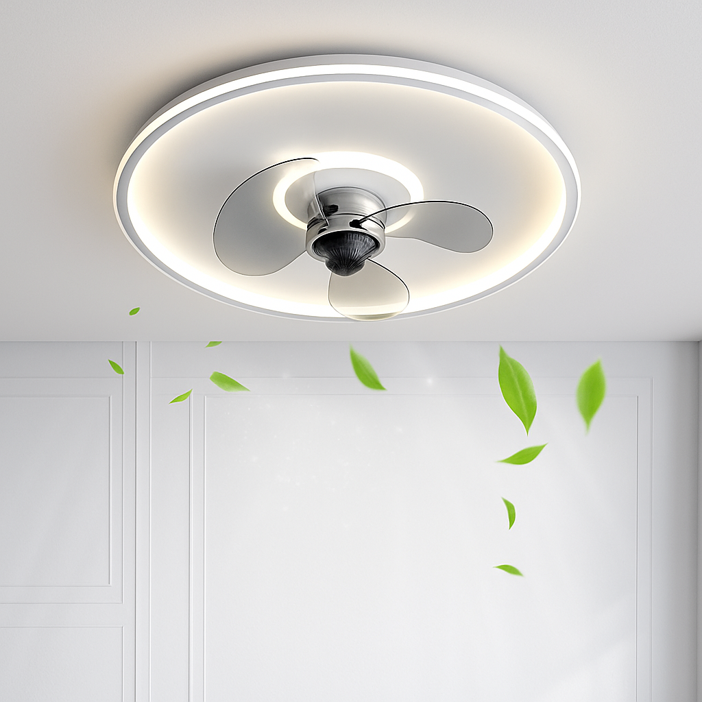 ventilateur de plafond intelligent avec télécommande et éclairage LED - vue 6 sur 11