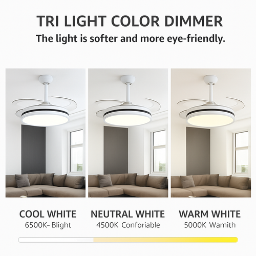 ventilateur de plafond invisible avec lumière lustre suspension ménage - vue 11 sur 14