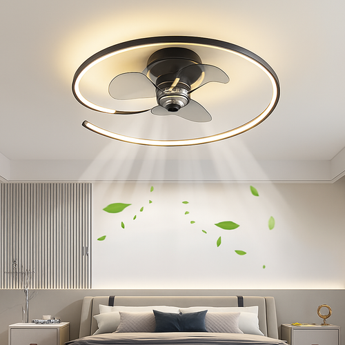 ventilateur de plafond led artpad avec lumière et télécommande - vue 3 sur 16