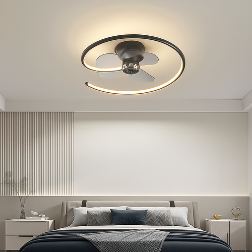 ventilateur de plafond led artpad avec lumière et télécommande - vue 4 sur 16