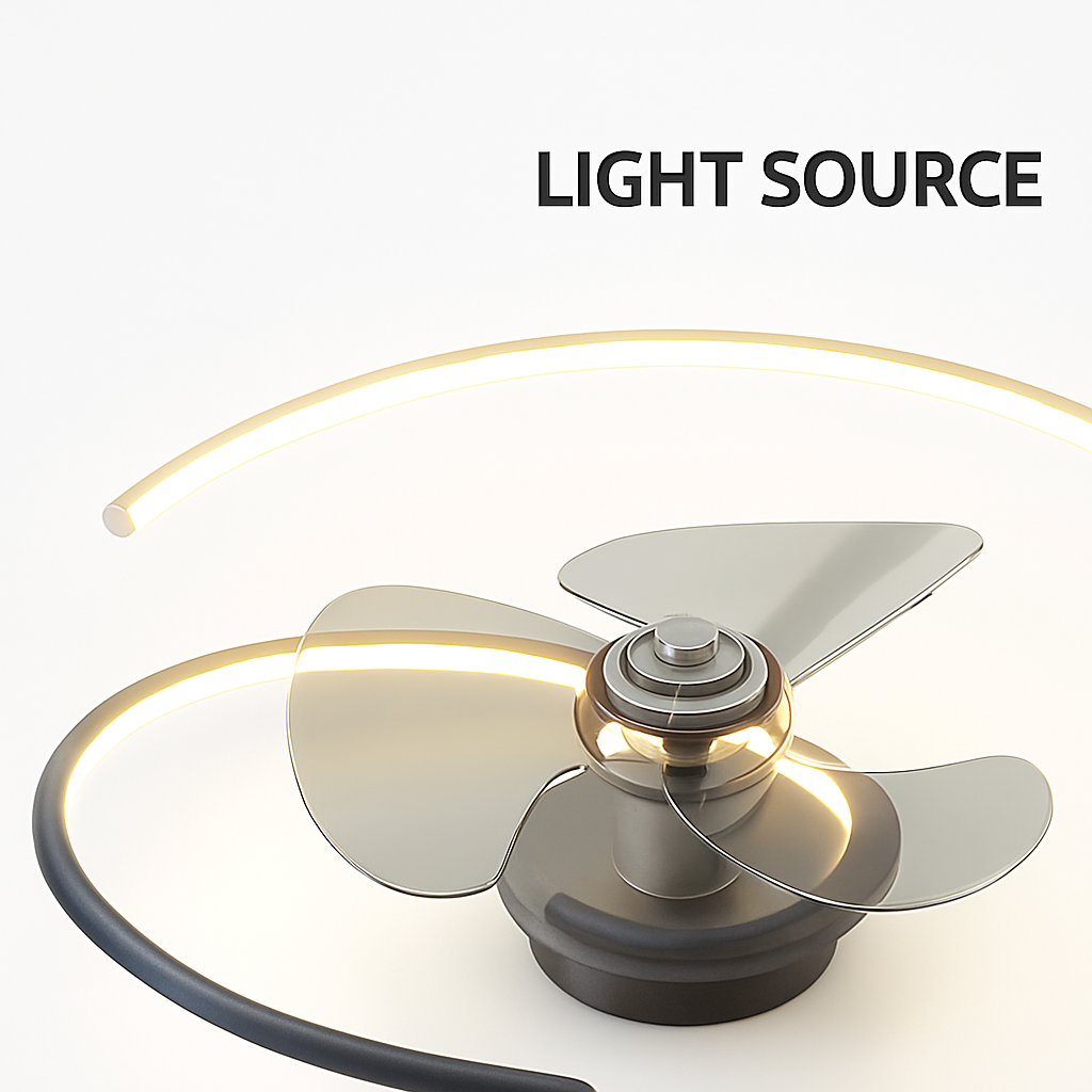 ventilateur de plafond led artpad avec lumière et télécommande - vue 6 sur 16