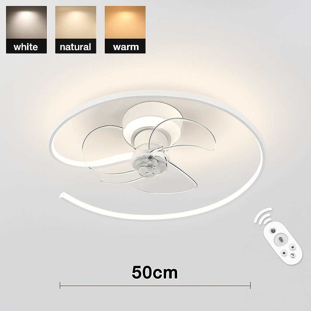 ventilateur de plafond led artpad avec lumière et télécommande - vue 11 sur 16