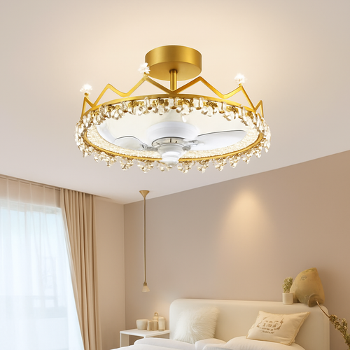 ventilateur de plafond led moderne avec télécommande et éclairage décoratif - vue 4 sur 9