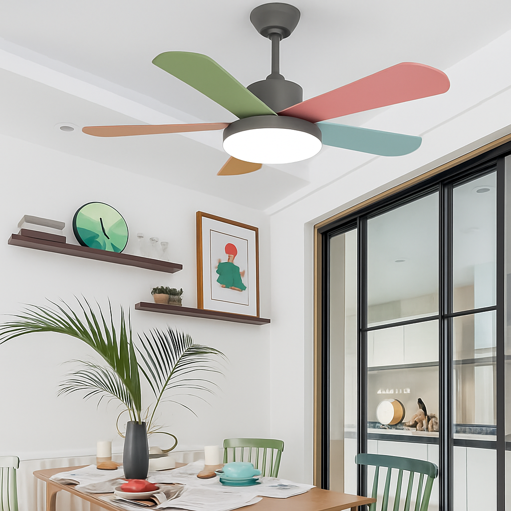 ventilateur de plafond led moderne télécommande intelligente trois couleurs - vue 4 sur 12