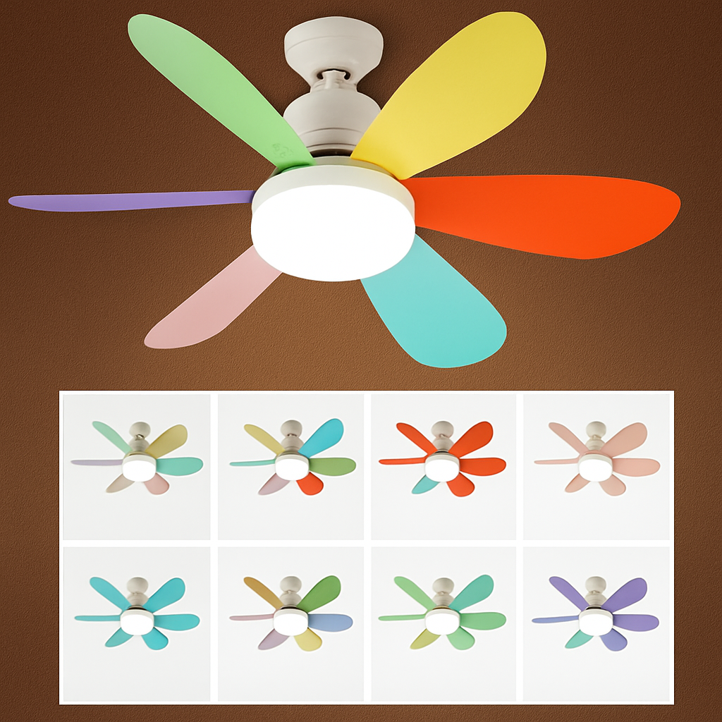 ventilateur de plafond led moderne télécommande intelligente trois couleurs - vue 6 sur 12