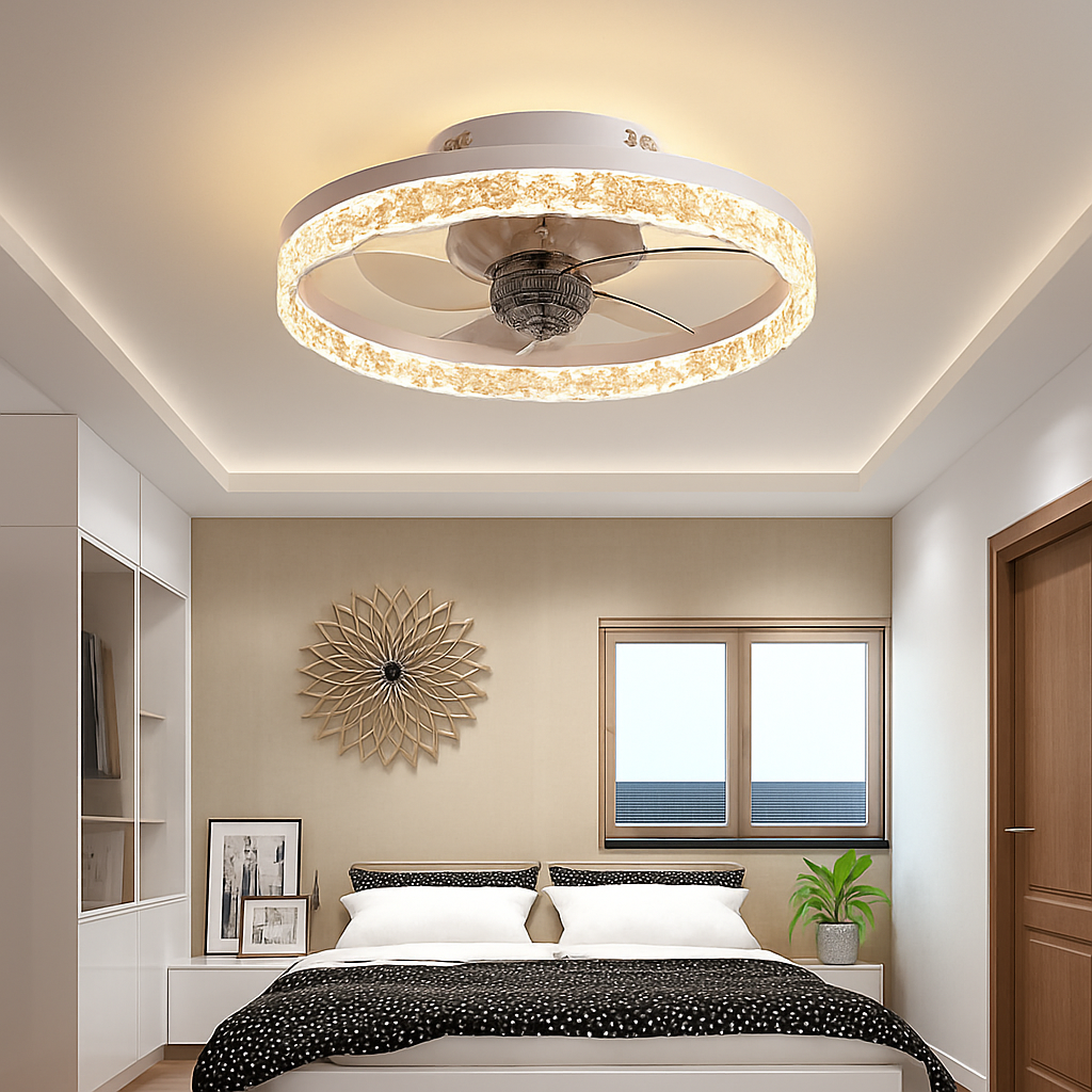 ventilateur de plafond lumineux silencieux avec télécommande décoratif - vue 3 sur 10