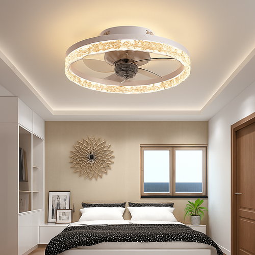 ventilateur de plafond lumineux silencieux avec télécommande décoratif - vue 3 sur 10