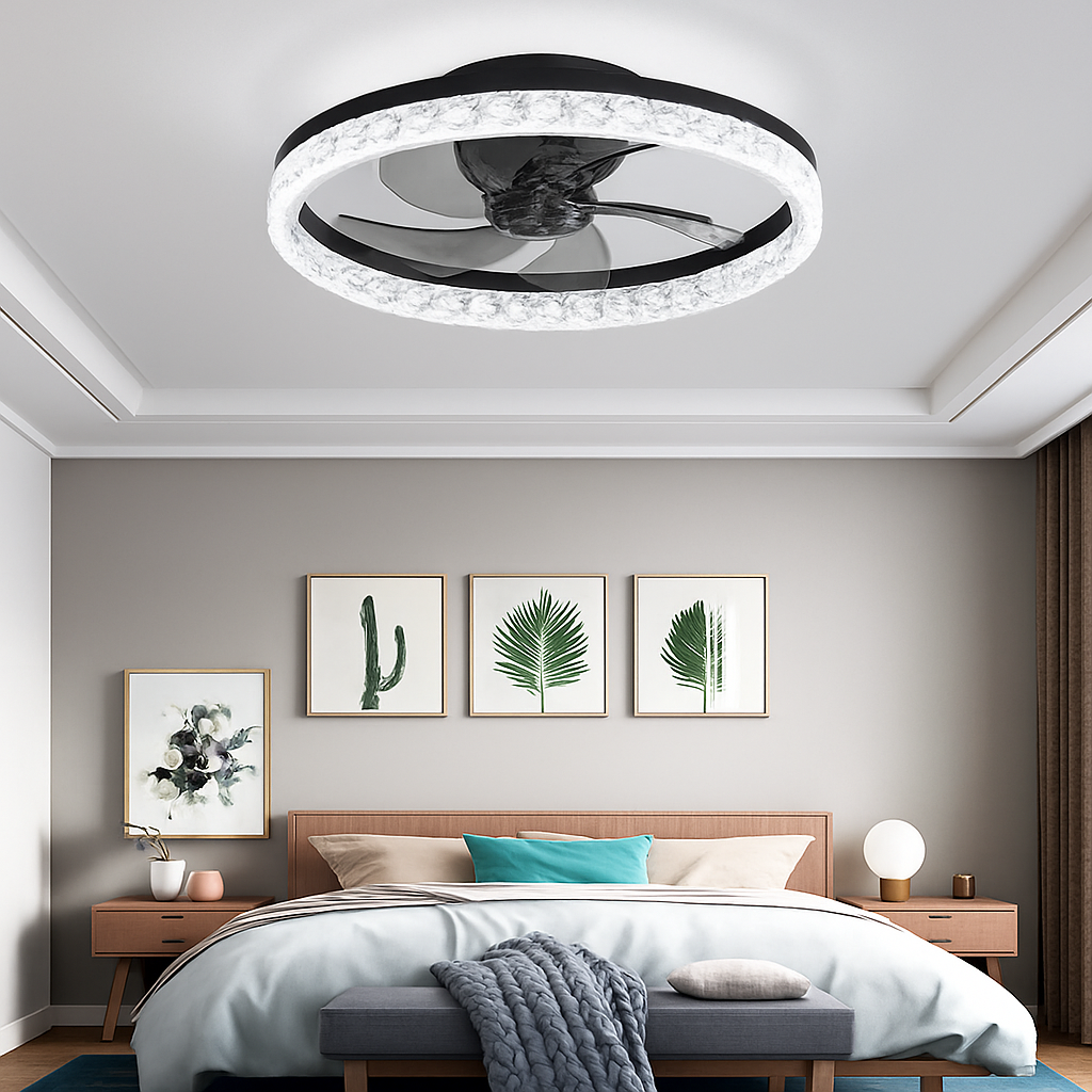 ventilateur de plafond lumineux silencieux avec télécommande décoratif - vue 4 sur 10