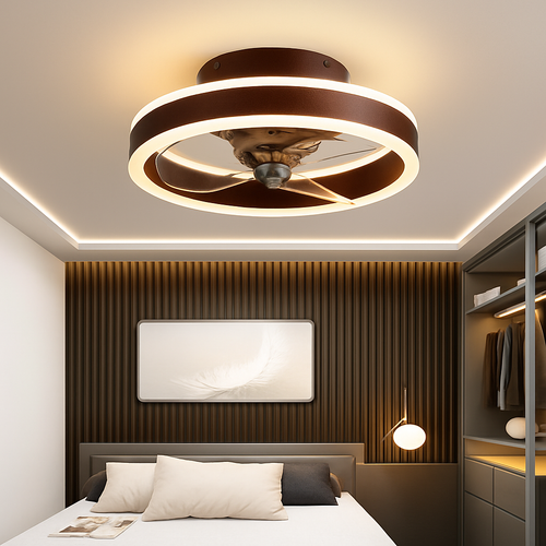 ventilateur de plafond minimaliste avec lumière cristal led télécommande - vue 3 sur 16
