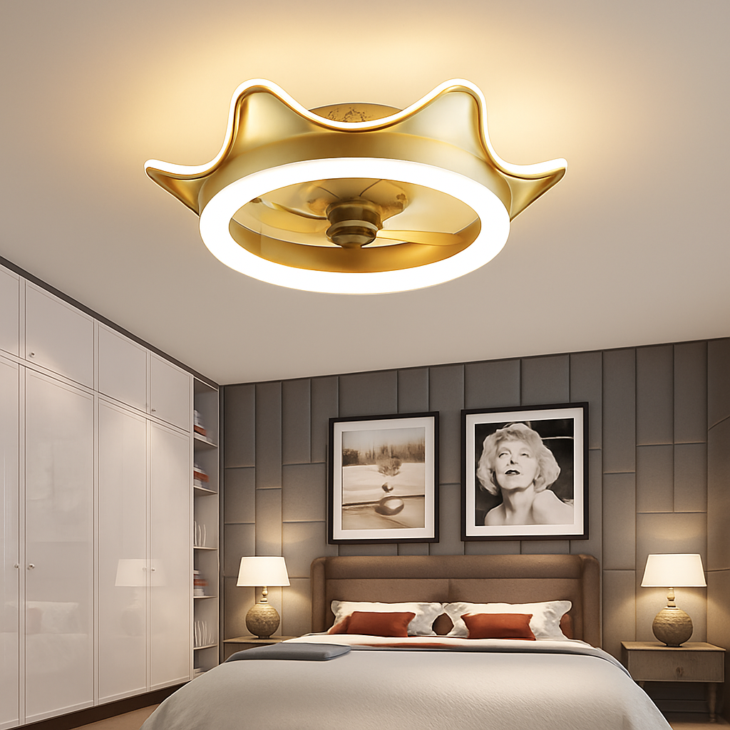 ventilateur de plafond minimaliste avec lumière cristal led télécommande - vue 4 sur 16