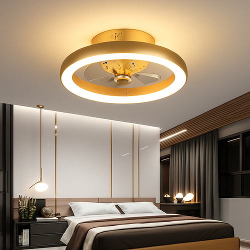 ventilateur de plafond minimaliste avec lumière cristal led télécommande - vue 5 sur 16
