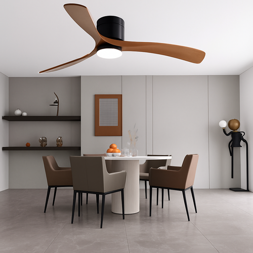 ventilateur de plafond moderne abs noir avec led et télécommande - vue 2 sur 12