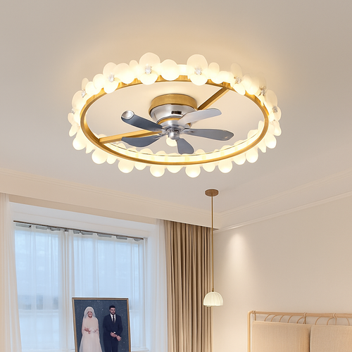 ventilateur de plafond moderne avec lumière et contrôle intelligent - vue 3 sur 9