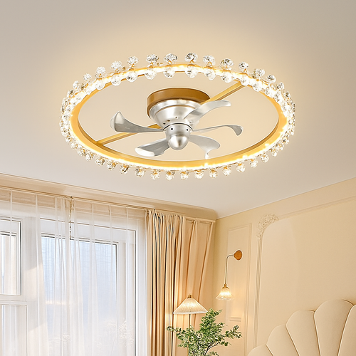 ventilateur de plafond moderne avec lumière et contrôle intelligent - vue 4 sur 9