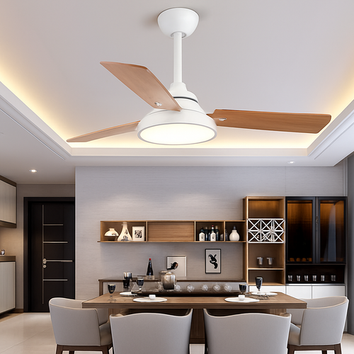 ventilateur de plafond moderne avec lumière et télécommande - vue 3 sur 6