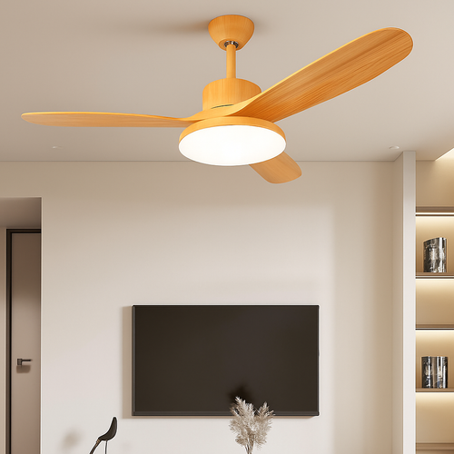 ventilateur de plafond moderne avec lumière télécommande et led modifiable - vue 3 sur 12