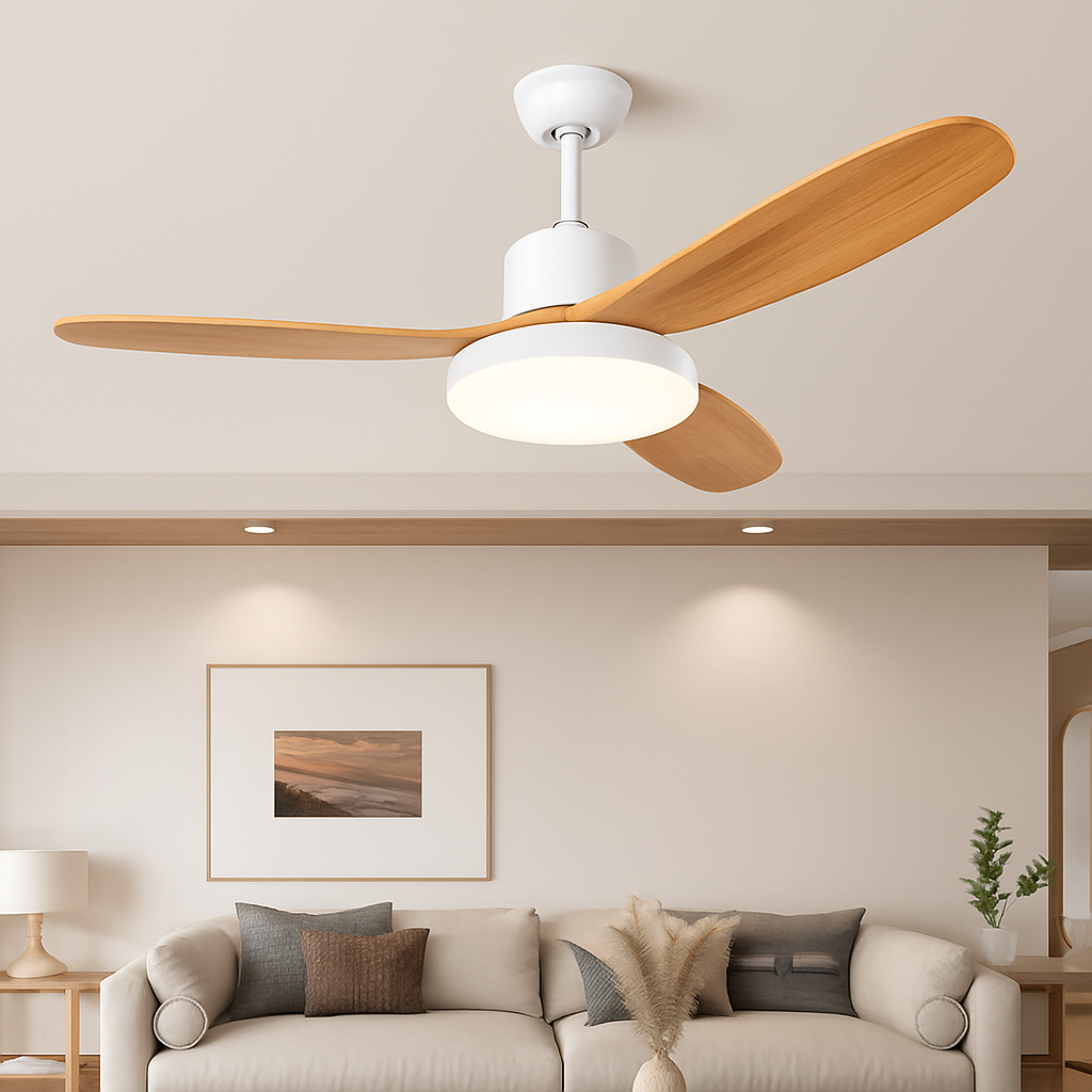 ventilateur de plafond moderne avec lumière télécommande et led modifiable - vue 3 sur 12