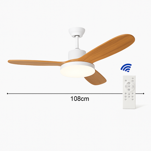 ventilateur de plafond moderne avec lumière télécommande et led modifiable - vue 9 sur 12