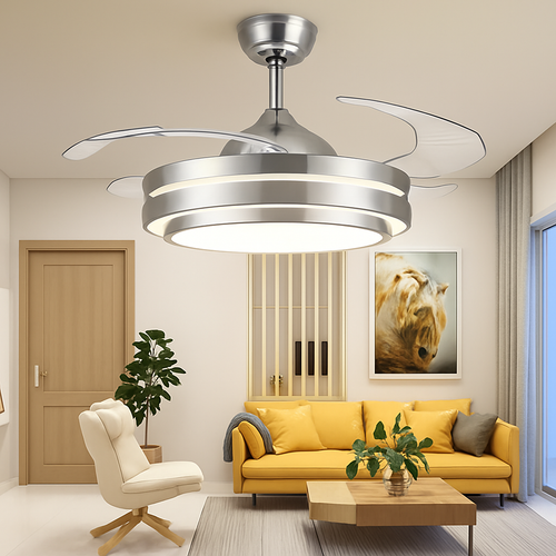 ventilateur de plafond moderne avec lumières et télécommande - vue 2 sur 6