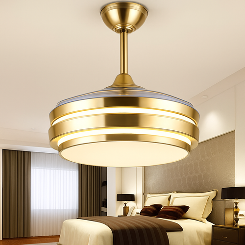 ventilateur de plafond moderne avec lumières et télécommande - vue 4 sur 6