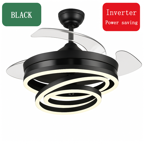 ventilateur de plafond moderne 	 avec lumières led télécommande rechargeable - vue 12 sur 15