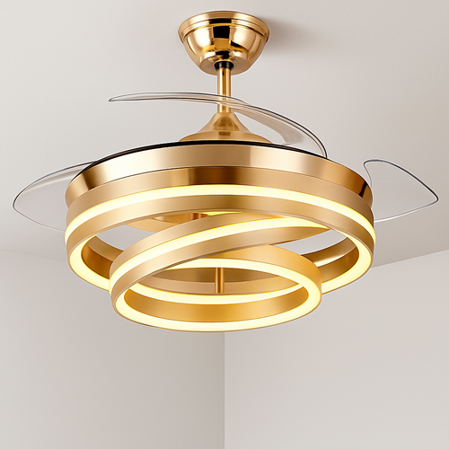 ventilateur de plafond moderne 	 avec lumières led télécommande rechargeable - vue 3 sur 15
