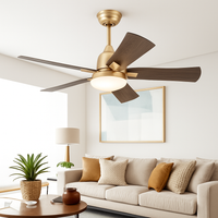 ventilateur de plafond moderne en bois avec télécommande et lumière